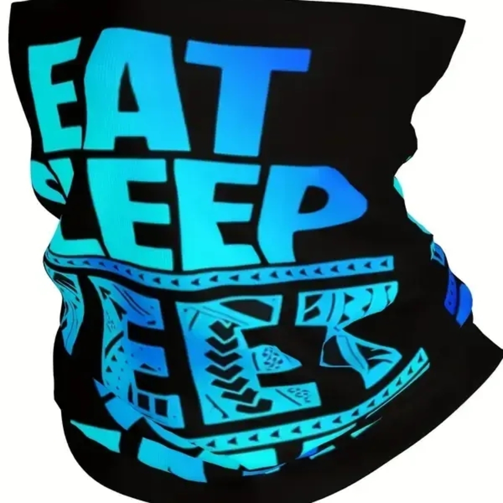 WWE Style Jey Uso YEET Black and Blue Graphic Neck Gaiter (Temu)